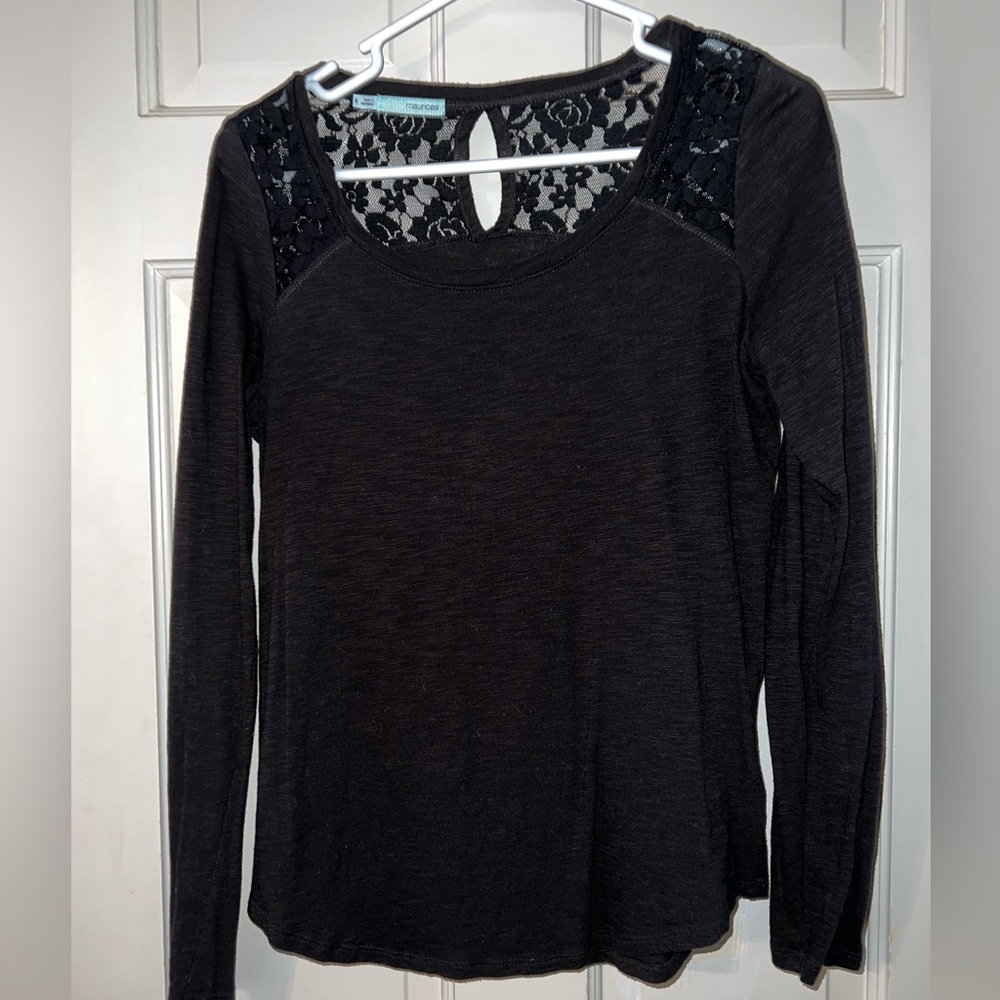 Maurice’s black shirt with lace shoulders - size Small